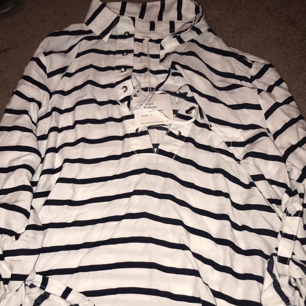white stripped over blouse